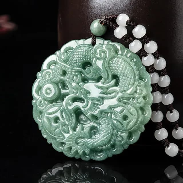 【KT DADA】龍項鍊 生肖項鍊 天然翡翠 龍牌項鍊 生肖龍 吊墜 冰種玉石項鍊 男女款 招財項鍊 項鍊 玉項