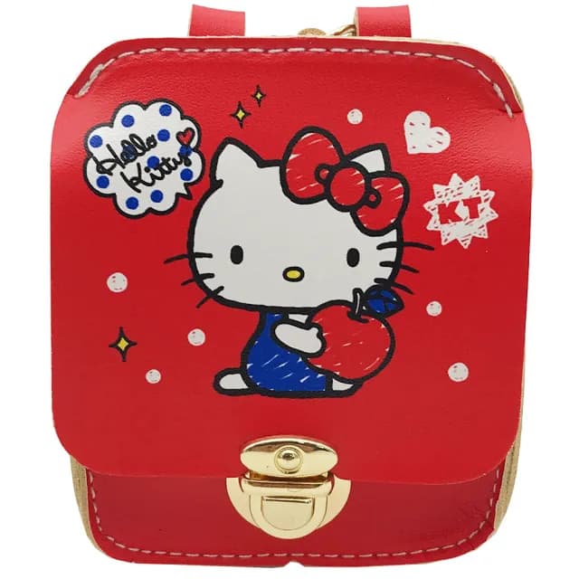 【SANRIO 三麗鷗】情人節禮物 Hello Kitty日式背包零錢包-3件組(3圖各1)