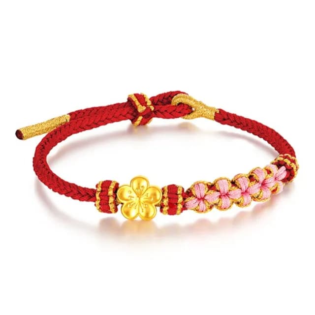 【Penny珮妮】黃金999迷你桃花轉運珠編織紅繩手鍊(母親節 生日禮物 交換禮物 送女友 尾牙 新年 結婚)