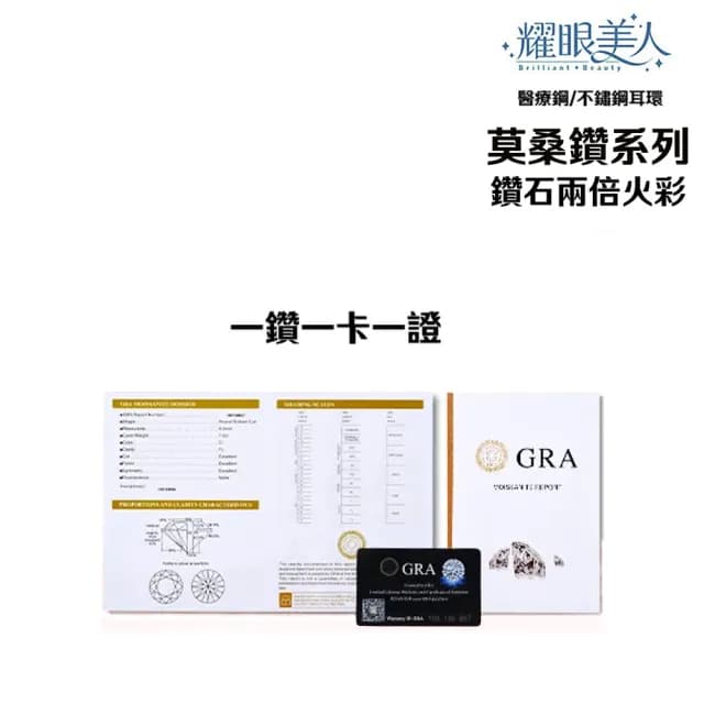 【耀眼美人】超閃耀一克拉香檳金莫桑鑽耳環鈦閃耀/鈦鋼耳環後鎖式(爸氣購物節/過爐款/莫桑鑽耳環/不過敏)