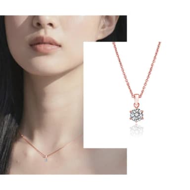 【Luster】瘋搶77!現貨!10分 D/VS 培育鑽 玫瑰金 純銀 鑽石項鍊(讓愛閃耀寵愛自己每一刻)