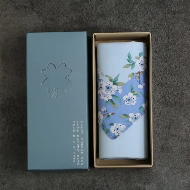 【巴黎精品】現貨秒發 手帕禮盒純棉方巾單入(櫻花印花絲光棉柔軟母親節生日禮物女配件3色p1ae5)