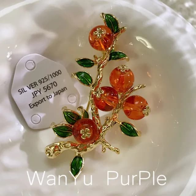 【巴黎精品】現貨秒發 瑪瑙胸針紅柿別針(柿柿如意柿子生日情人節禮物女飾品a1ah5)