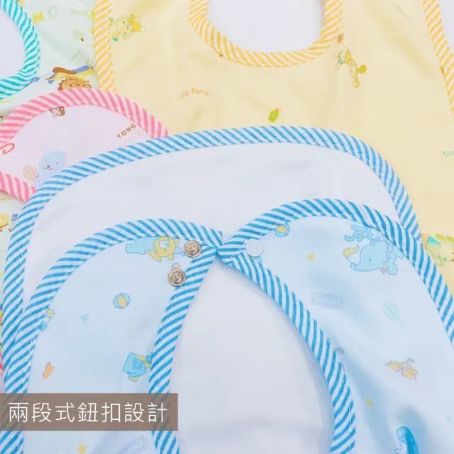 【Oluna 歐露娜】童馨 開扣式 圍兜 口水巾(可愛花圖案 背布防水 台灣製造 圍兜兜 吃飯巾)