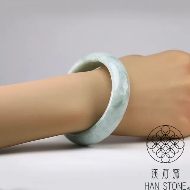 【漢石齋】情人節禮物 天然翡翠A貨 手鐲玉鐲 飄花種(手圍18/版寬16.5mm)