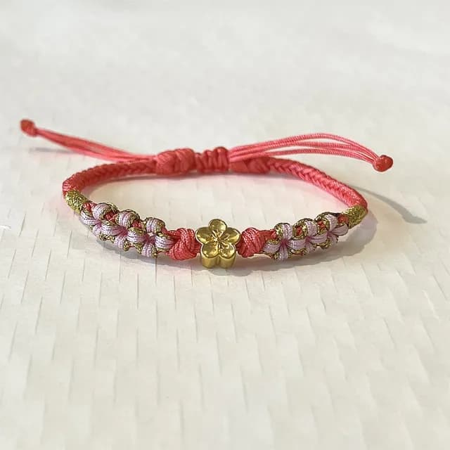 【Penny珮妮】黃金999小桃花手繩手鍊(母親節禮物 送閨密 交換禮物 生日禮 情人節 尾牙 新年 結婚)