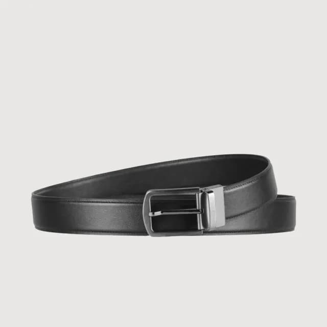 【BRAUN BUFFEL 德國小金牛】台灣總代理 時尚紳士 復古穿針皮帶-鎗色(父親節禮物/BF25B-JF005-SGU)