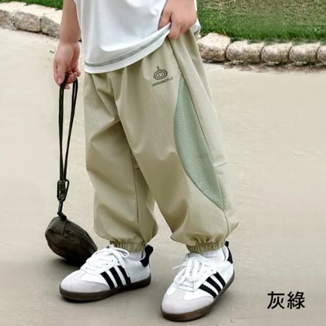 【橘魔法】機器人拼接網布縮口褲(防蚊褲 防曬 束口褲 長褲 薄長褲 褲子 兒童 男童 童裝)
