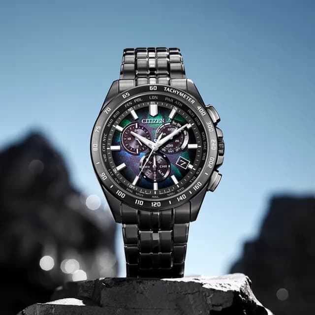 【CITIZEN 星辰】100週年限量宇宙幻彩電波世界時區光動能計時男錶 黑 43mm 雙11 送禮 現貨(CB5878-56E)