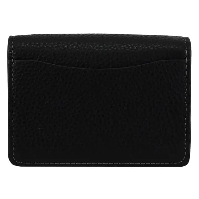 【COACH】簡約C字LOGO皮革卡片包零錢包小廢包斜背包(黑)