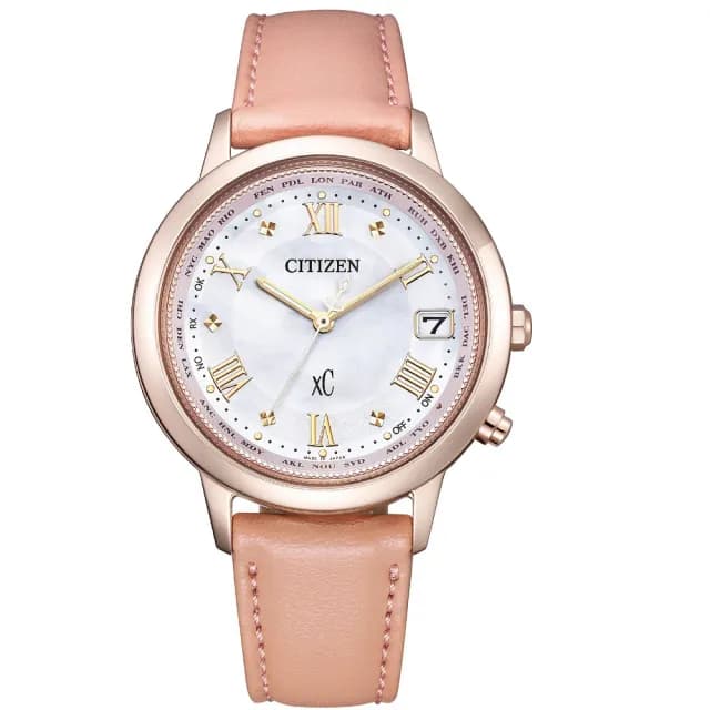 【CITIZEN 星辰】代言人廣告款韶光櫻花粉輕奢電波鈦金屬光動能女錶 玫瑰金36mm 雙11 送禮 現貨(CB1137-65W)