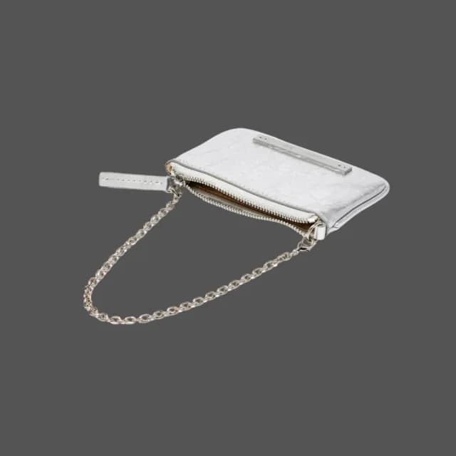 【MATIN KIM】官方旗艦 亮面皮革零錢包(銀色)