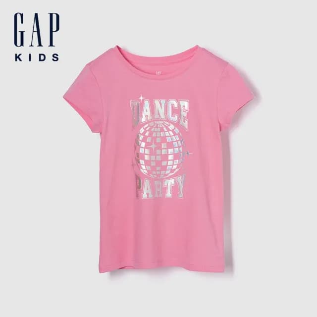 【GAP】女童裝 印花圓領短袖T恤-粉色(781888)