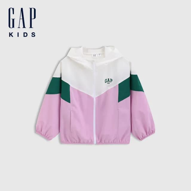 【GAP】兒童裝 Logo印花連帽外套-紫色(675815)