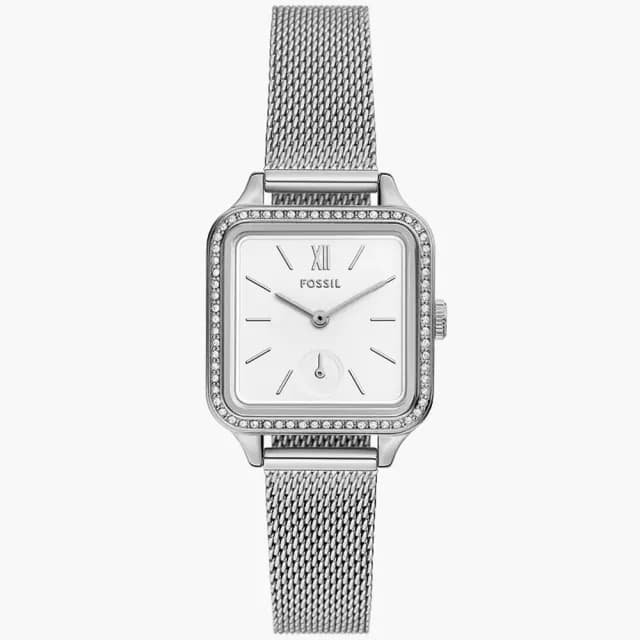 【FOSSIL】Colleen 晶鑽米蘭帶方形女錶-28mm 禮物 送禮 推薦(BQ3970)