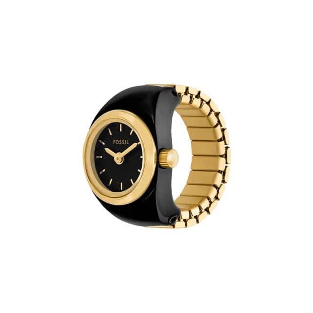 【FOSSIL】Watch Ring 時尚手錶戒指 戒指錶-黑x金 禮物 送禮 推薦(ES5413)