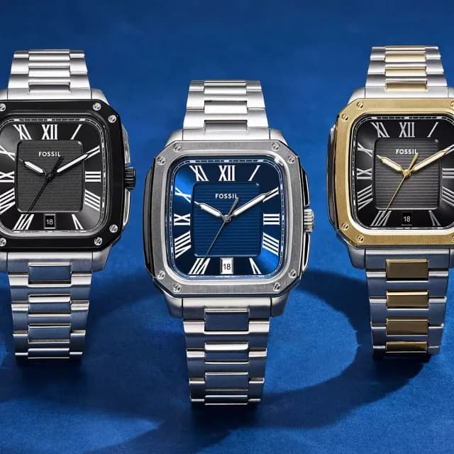 【FOSSIL】Crosby 工業風羅馬方形手錶-藍x銀/42mm 男錶 禮物 送禮 推薦(FS6121)