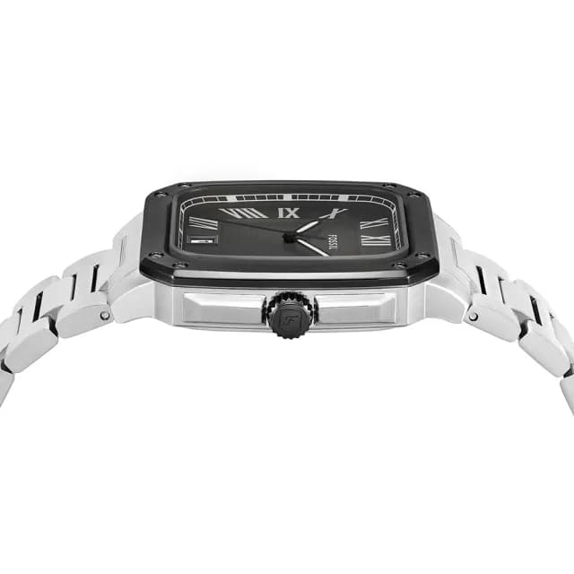 【FOSSIL】Crosby 工業風羅馬方形手錶-槍灰x銀/42mm 男錶 禮物 送禮 推薦(FS6122)