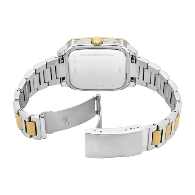 【FOSSIL】Crosby 工業風羅馬方形手錶-槍灰x半金/42mm 男錶 禮物 送禮 推薦(FS6123)