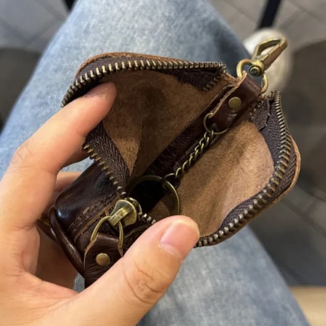 【KT DADA】父親節禮物 復古小包 真皮包包 鑰匙包 鑰匙包 零錢包 汽車鑰匙包 錢包 頭層牛皮 小包包 植鞣皮