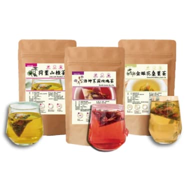 【DING CAO 鼎草】花草茶系列任選(金銀花桑葉茶10入--原:金銀花茶/洛神茉莉玫瑰茶10入/荷葉山楂茶10入)