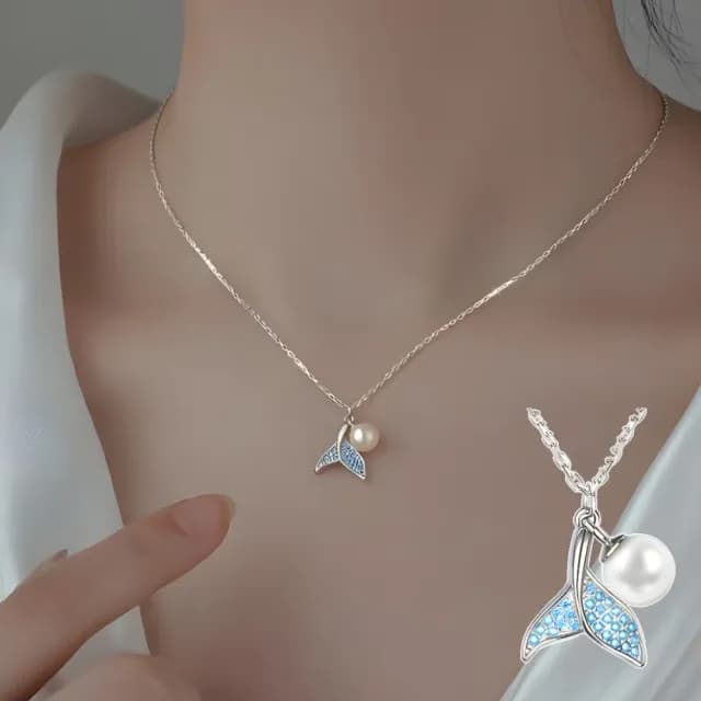 【性感設計】s925純銀魚尾珍珠項鍊(輕奢小眾 項鏈 項鍊 配件 女生 生日 情人節 定情禮物 上班族)