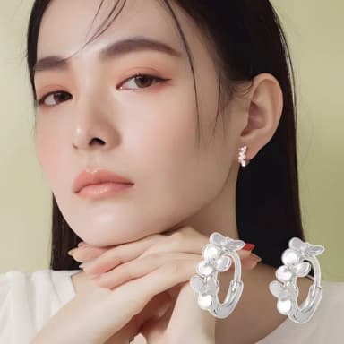 【韓妞必備】典雅溫柔系999純銀花朵耳環-一對(設計感圈圈耳環 耳針 耳釘 上班族 日常百搭 氣質)