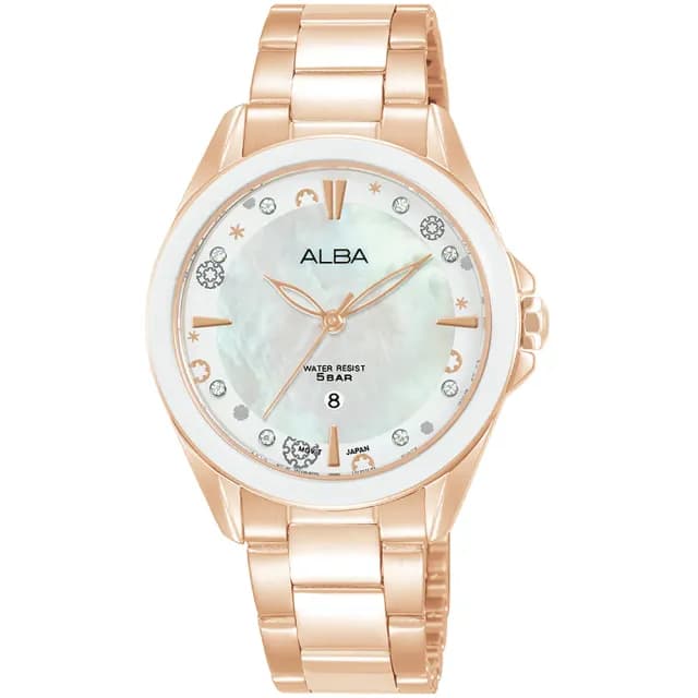 【ALBA】雅柏 典雅貝面晶鑽手錶-33mm 禮物(VJ22-X435K/AH7DV0X1/速)