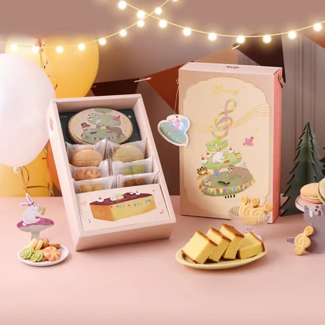 【金格食品】燙金奢華款 動物音樂派對蛋糕禮盒(伴手禮/彌月)