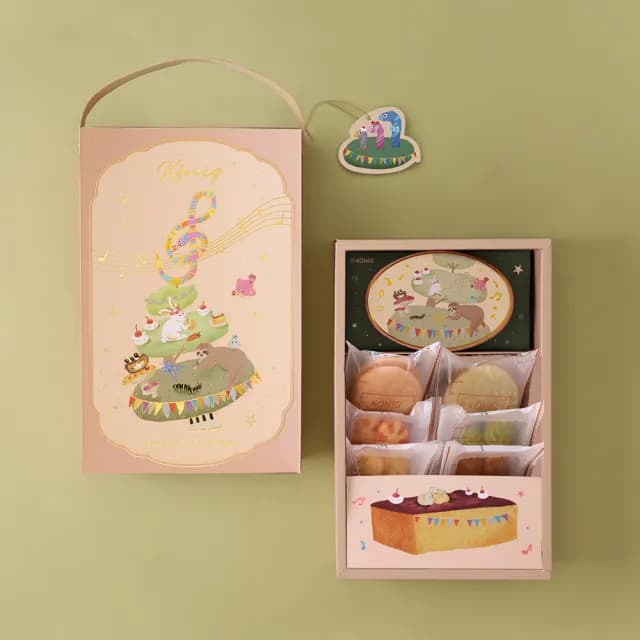 【金格食品】燙金奢華款 動物音樂派對蛋糕禮盒10盒組(伴手禮/彌月)