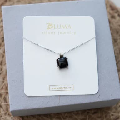 【BLUMA】黑瑪瑙復古男女項鍊 宙斯之眼925純銀項鍊(情侶項鍊 水晶 個性 男生禮物 長短鍊)