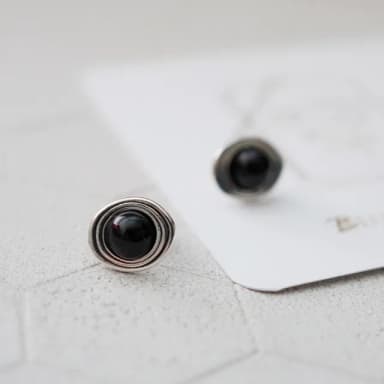 【BLUMA】黑瑪瑙耳環 男生耳環 宙斯之眼925純銀耳環(個性簡約 復古 情侶飾品 男生禮物 情人節)