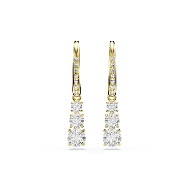 【SWAROVSKI 施華洛世奇】Stilla Attract 大圈耳環 圓形切割 白色 鍍金色