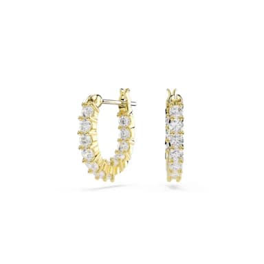 【SWAROVSKI 施華洛世奇】Matrix Vittore 大圈耳環 圓形切割 白色 鍍金色