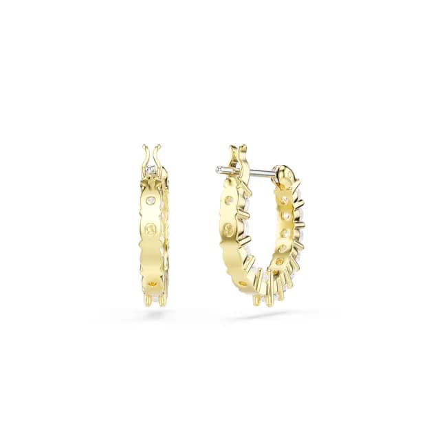 【SWAROVSKI 施華洛世奇】Matrix Vittore 大圈耳環 圓形切割 白色 鍍金色