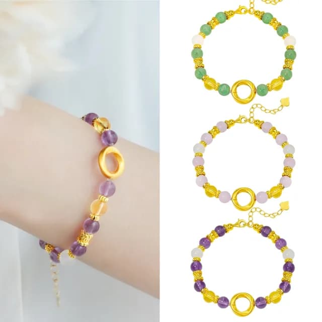 【金喜飛來】黃金手鍊莫比烏斯水晶串(0.07錢±0.03)