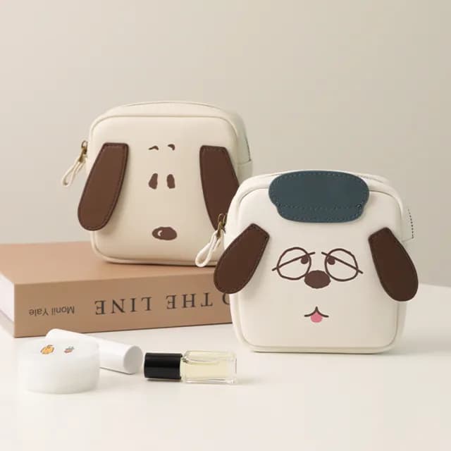 【Norns】情人節禮物 皮革小方包(Snoopy Olaf 史努比 蠟筆小新 小白 肥嘟嘟佐衛門 隨身皮質收納包)