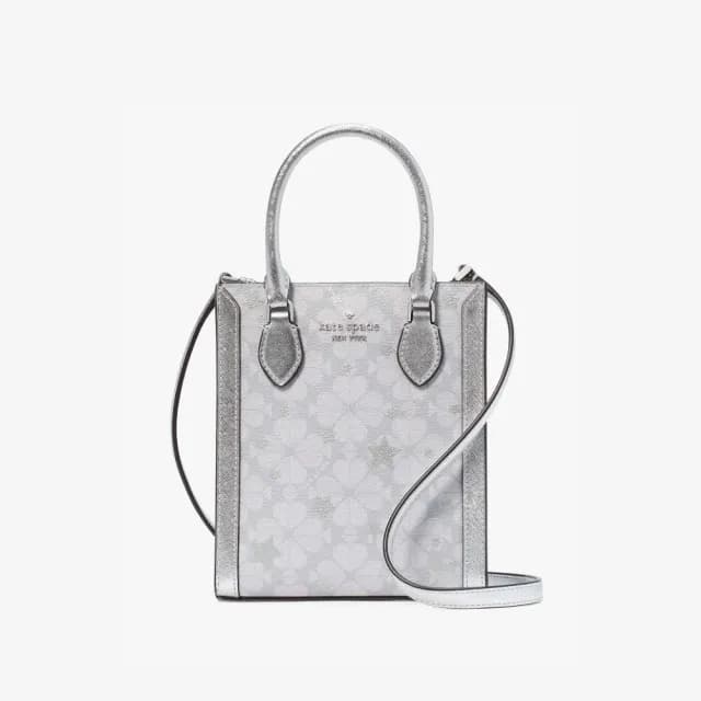 【KATE SPADE】Spade Flower星星小琴譜包 淺灰(原廠公司貨)