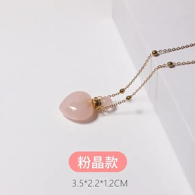 【Penny珮妮】天然粉水晶迷你香水精油瓶項鍊毛衣鍊(母親節 情人節 閨蜜 交換禮物 尾牙 新年 結婚)