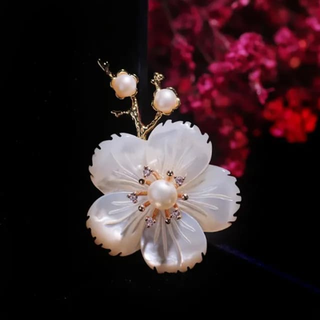 【Penny珮妮】天然貝殼淡水珍珠花朵胸針別針絲巾扣吊墜兩用(母親節 交換禮物 生日 情人節 尾牙 新年 結婚)