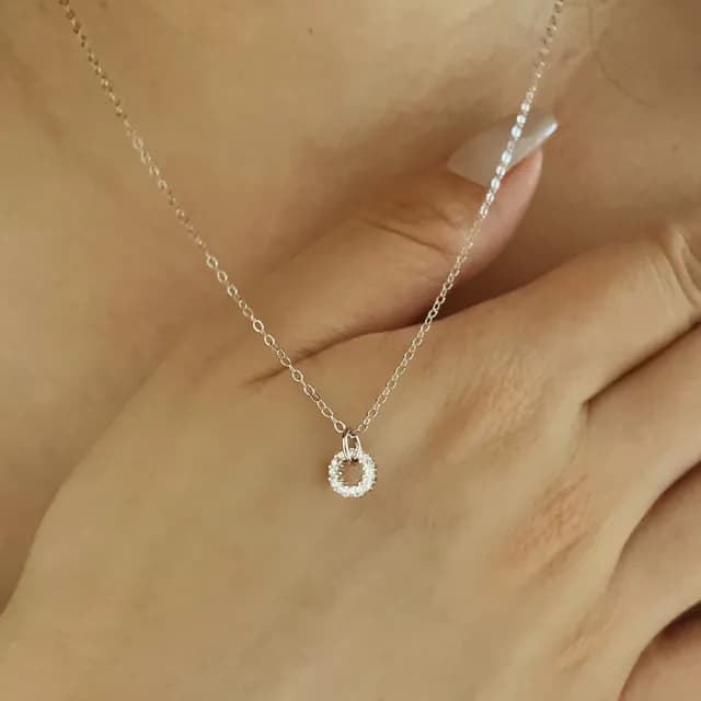 【CReAM】Mae 925純銀迷你精緻圓圈銀色女項鍊(生日 禮物 送禮 禮盒)