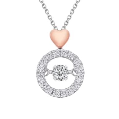 【Emperor Diamond 京華鑽石】18K金 玫瑰金 共0.19克拉 跳舞鑽石 鑽石項鍊 墜飾 心諾(Dancing Diamond)