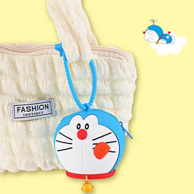 【Doraemon 哆啦A夢】正版授權矽膠材質隨身掛飾零錢包收納包(平輸品)
