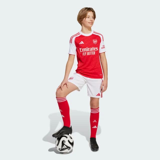 【adidas 愛迪達】25/26 阿森納兵工廠主場短褲 吸濕排汗 足球 童裝 JI9528