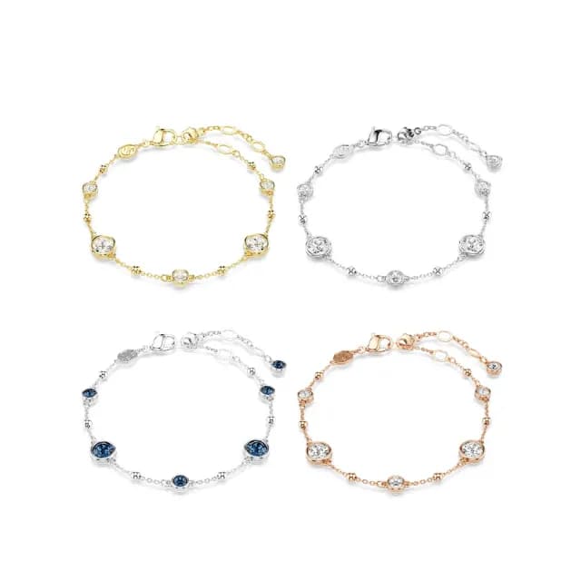 【SWAROVSKI 施華洛世奇】Imber 手鏈 圓形切割 白色/藍色 鍍金色/鍍白金色/鍍玫瑰金色(4色任選)