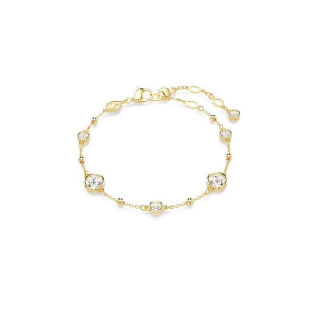 【SWAROVSKI 施華洛世奇】Imber 手鏈 圓形切割 白色/藍色 鍍金色/鍍白金色/鍍玫瑰金色(4色任選)
