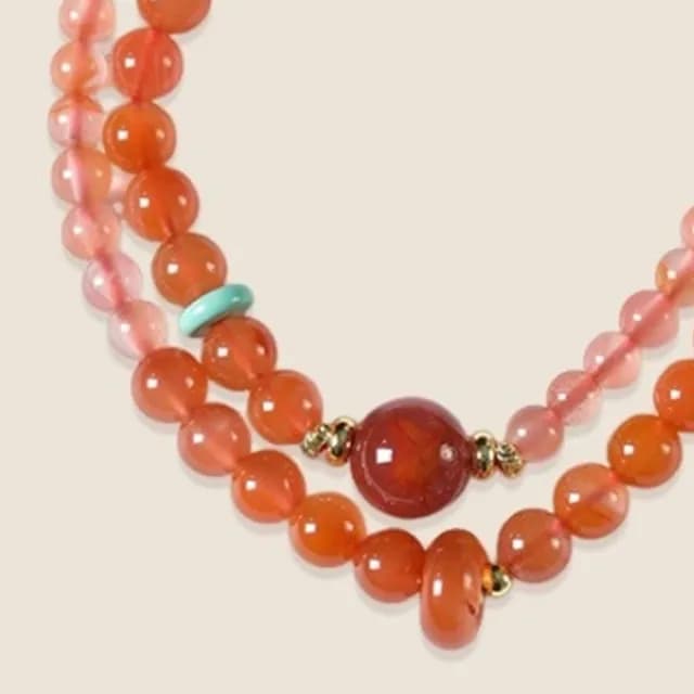 【KT DADA】雙11 情人節禮物 七夕 串珠手鍊 冰飄南紅 新中式 轉運手鍊 玉石手鍊 瑪瑙手鍊 柿子紅 雙圈手串