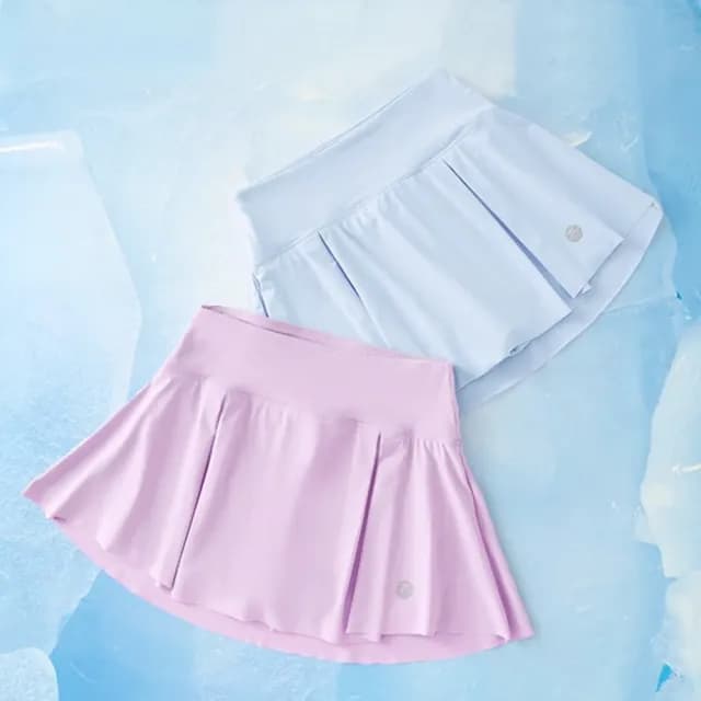 【橘魔法】大童 冰絲涼感素色絲滑運動褲裙(防走光 短裙 裙子 速乾 快乾 女童 兒童 童裝)