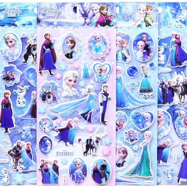 【TDL】迪士尼冰雪奇緣立體泡泡貼紙泡棉立體貼紙玩具4張組 480879(生日禮物 聖誕節 平輸品)