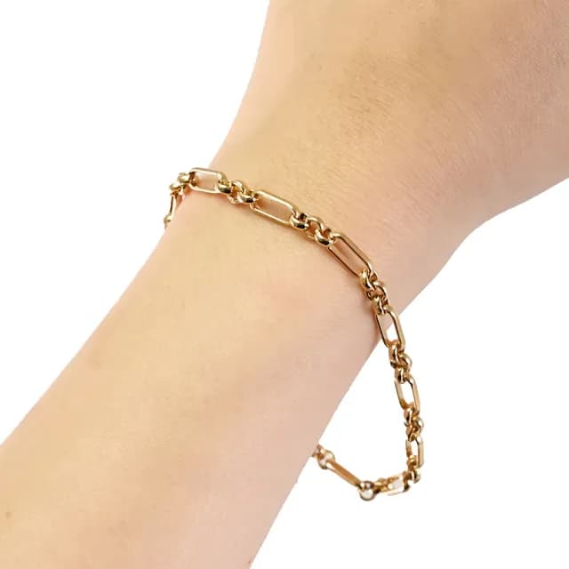 【YSL】簡約LOGO吊飾鏈條造型可調式手鍊(金)
